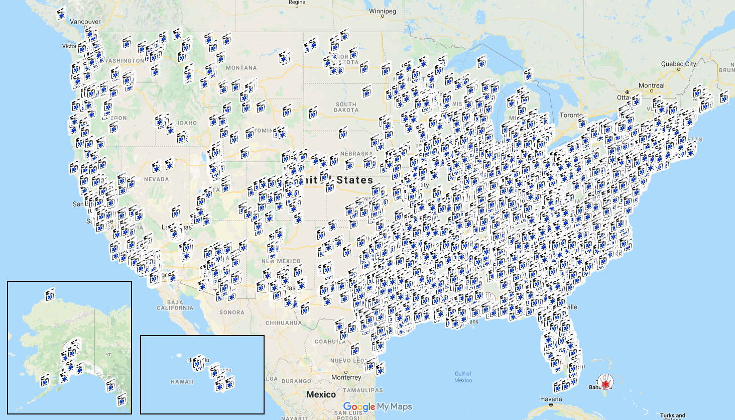 National Set Medic Assets coverage map across the United States